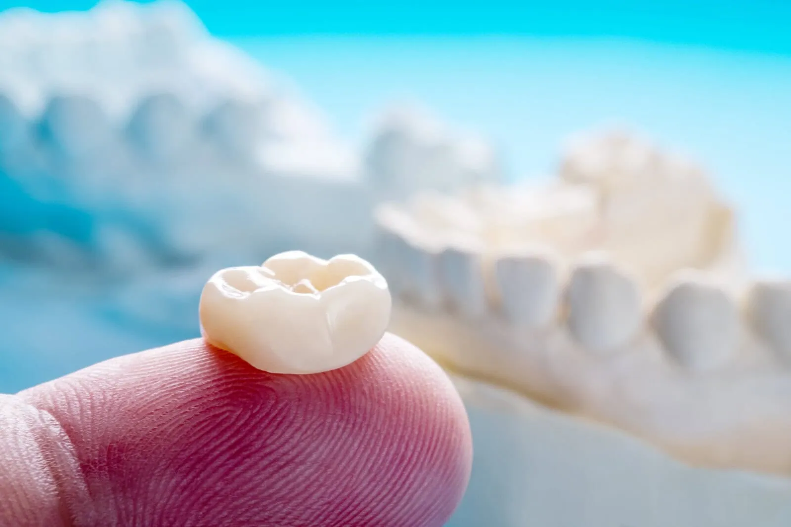 Patient receiving a dental crown procedure
